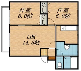 2LDKの間取り画像