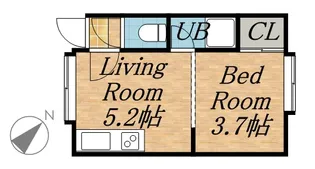 クルーズハウス環状通東Ⅱ【5号室】の間取り