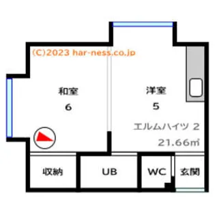 エルムハイツ【2号室】の間取り
