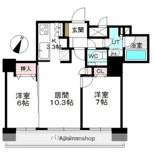 クリーンリバーフィネス元町グランスクエアイーストコート【802号室】の間取り