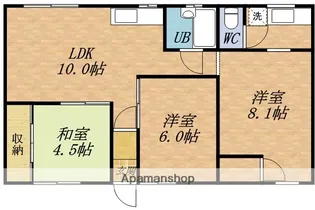 サンリバー栄町A棟【5号室】の間取り