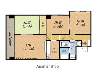 ブランシェ入船【401号室】の間取り