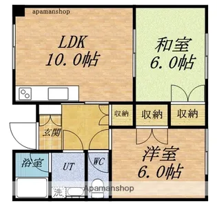 ヴォンジュール末広【201号室】の間取り
