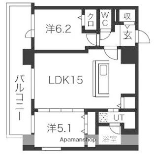 エッセンシア稲穂レジデンス【805号室】の間取り