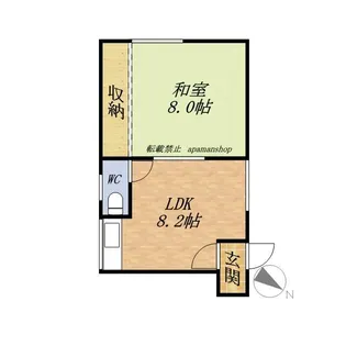 梅花荘【1F奥号室】の間取り