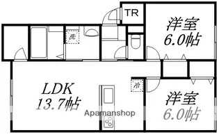 HILLS MINAMI OTARU BLDG【B202号室】の間取り