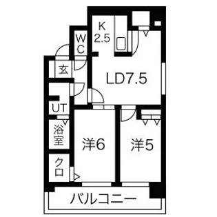 オタルベイサイドシティ8棟【410号室】の間取り
