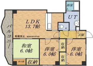 シャトー桜陽台【303号室】の間取り