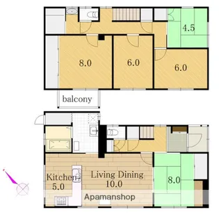 北海道小樽市入船4丁目【一戸建】の間取り