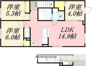 クレイトンハウス余市Ⅱ【201号室】の間取り