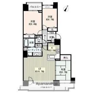 ヴェルビュ小樽富岡.【203号室】の間取り