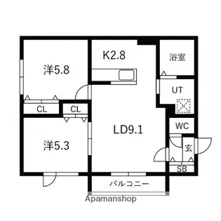 ULUHATUTERRACE【201号室】の間取り