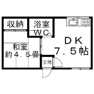 宮腰コーポ【1ーD号室】の間取り
