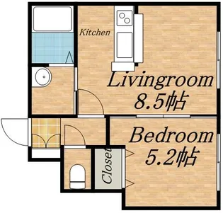 クロス水車町【303号室】の間取り