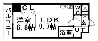 マッシモフェミニール菊水【202号室】の間取り