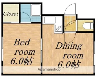 マンション十字【2号室】の間取り