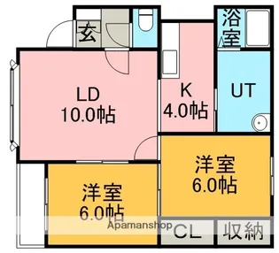 オークハイツ中の島【202号室】の間取り