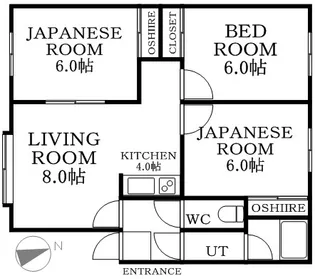 グランパス北郷A【103号室】の間取り