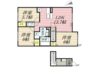 エスポワール月寒東【2階】の間取り