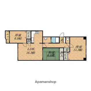 エクセレント月寒【201号室】の間取り