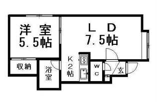 パークサイド月寒東【101号室】の間取り