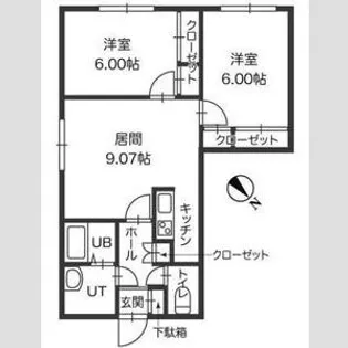 ル・ノール学園前【3階】の間取り