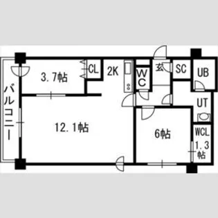 SーFORT豊平三条【00802号室】の間取り