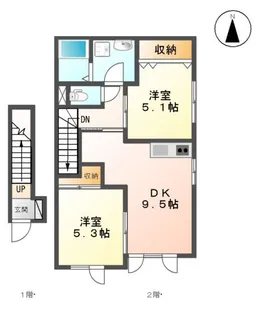 ハウスKMT【202号室】の間取り