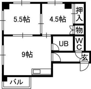 グランドアベニュー中の島【2階】の間取り