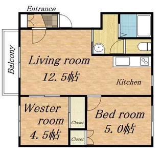 グロワール中の島【102号室】の間取り