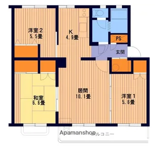 テレパレス北郷白石駅前3号棟【3階】の間取り