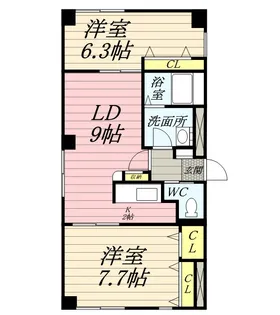 ライオネル水車町【0201号室】の間取り
