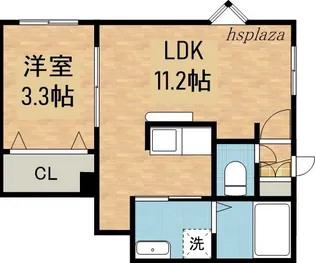 やま帽子A【102号室】の間取り