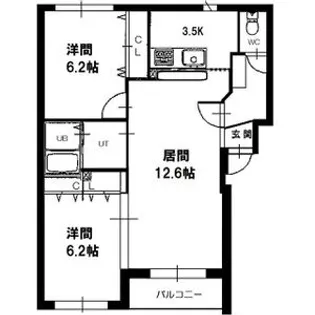 グランディオスⅡ【101号室】の間取り