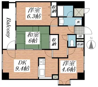 ライオンズガーデン平岸【406号室】の間取り