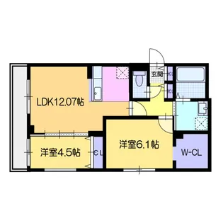ヴォヤージュ菊水【106号室】の間取り