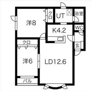 ガーデン胡桃B【00102号室】の間取り