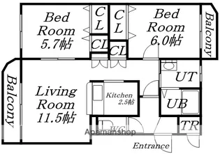 パークハイツJ【402号室】の間取り