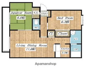 パークハイツE【4階】の間取り
