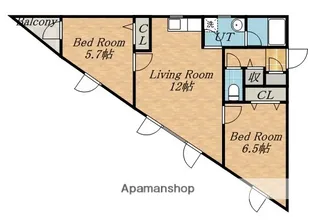 北海道石狩郡当別町太美町【アパート】の間取り