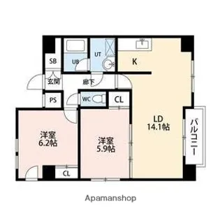 かおるビル【6階】の間取り