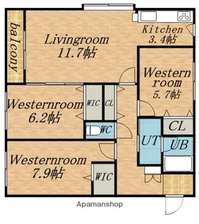 エクレール新琴似【3階】の間取り