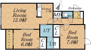 リッチオーク屯田B【108号室】の間取り