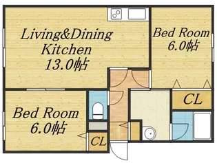 ノースインタカマツⅡ【A201号室】の間取り