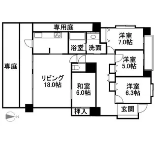 ダイアパレス北大【301号室】の間取り