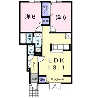 カルム・ガーデン 弐番館【1階】の間取り