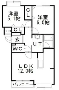 クリスタルリバー五番館【203号室】の間取り