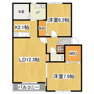 シャン・ボヌールA【101号室】の間取り