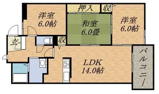 シエスタ麻生館【6階】の間取り