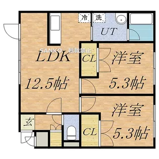 ウッディファミリー【201号室】の間取り